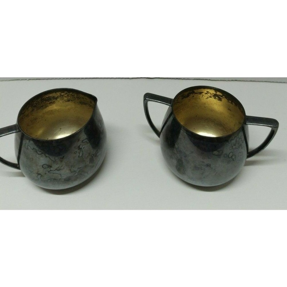 Empire Crafts Quadruple Plate Silverplate Sugar Bowl & Creamer